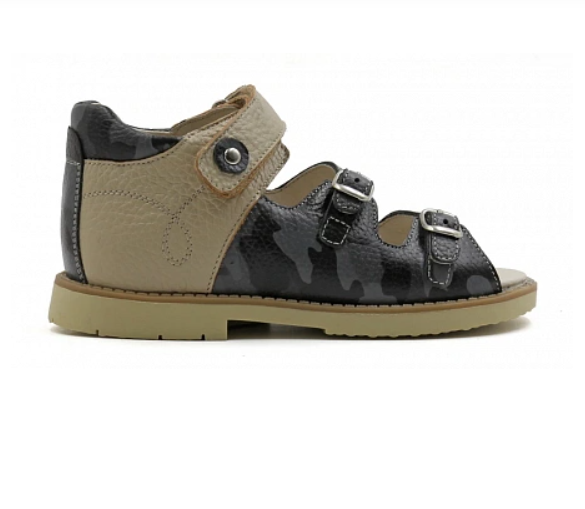 Сандалии ортопедические детские с открытым носом Ортомода 2129-ХМ-004 серые с каблуком Томаса фото 7