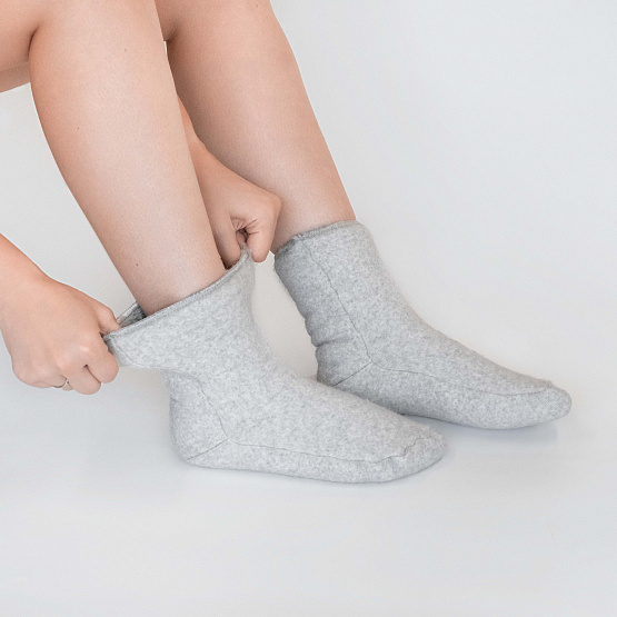 Носки меховые стрейч, шерсть натуральная, цвет серый фото 2