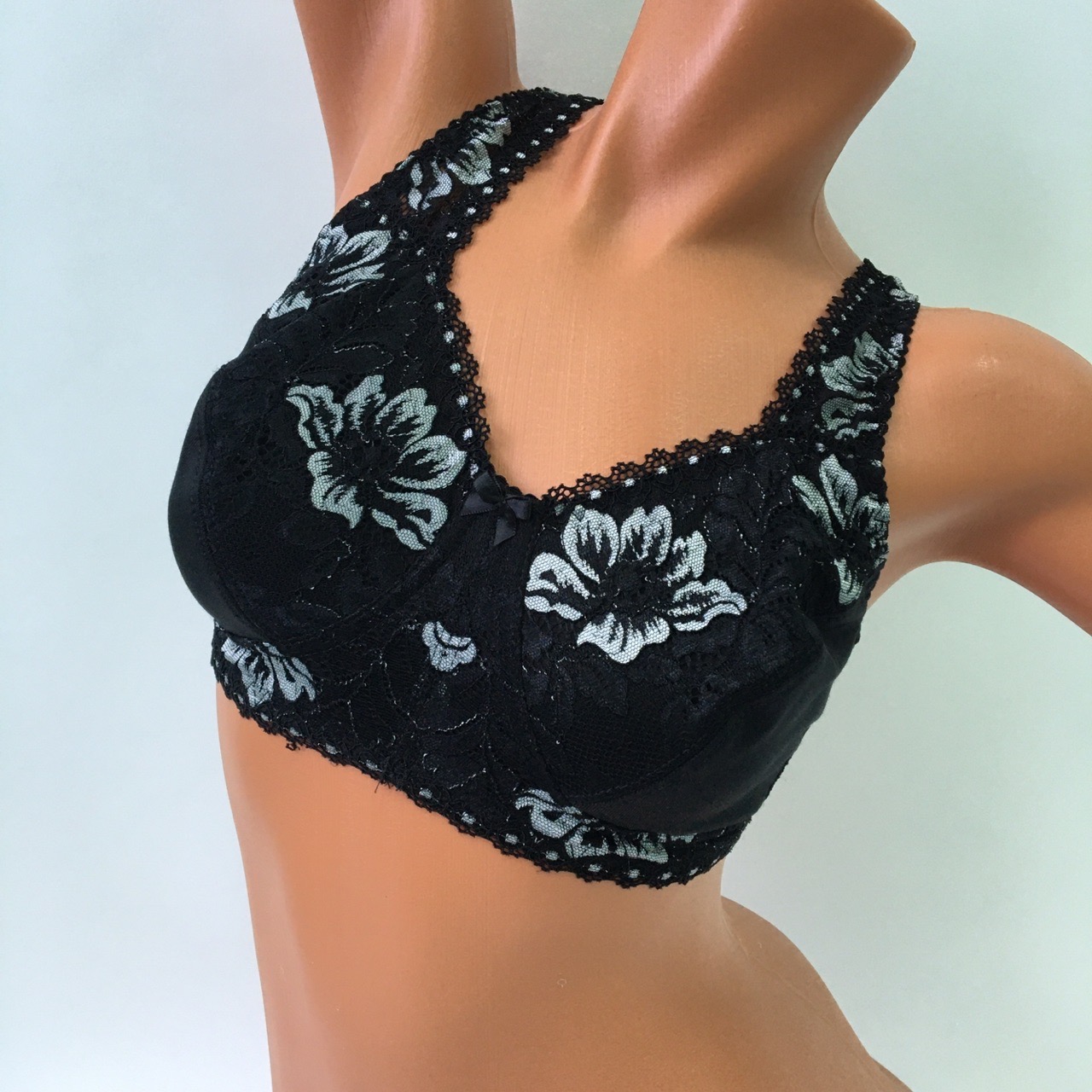 Бюстгальтер 80В черный с серым 0182у-07  фото 1